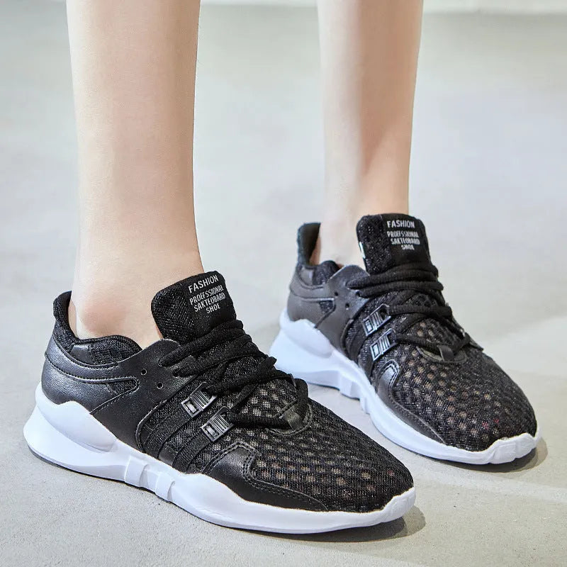 Breathable hollow-out casual sneaker in mesh construction with round toe and low-top design