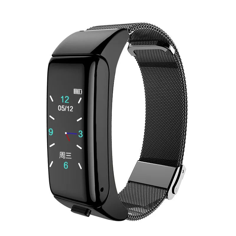 Bluetooth smart watch with call functionality and health tracking features on wrist