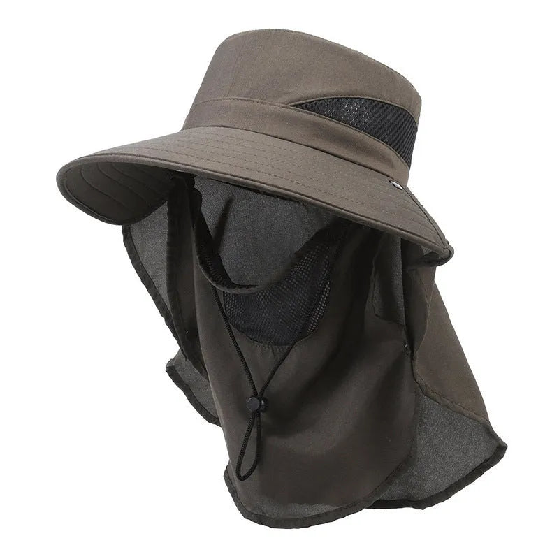 Men's adjustable polyester fisherman hat with a big brim in army green colour.