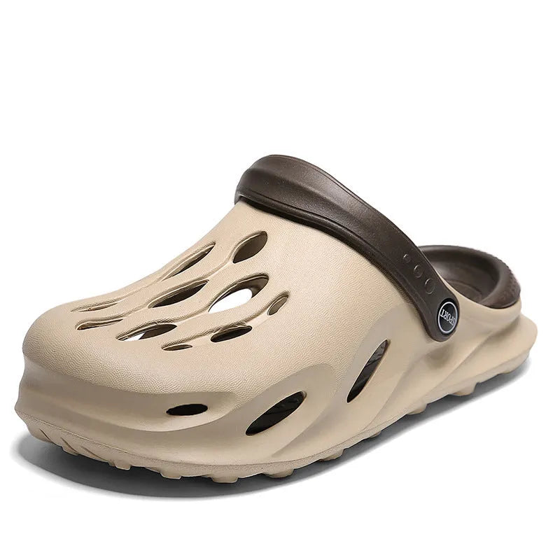 Indoor outdoor dual-use lazy beach sandals for men in gray EVA with injection moulded construction