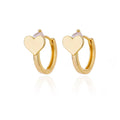 Heart-shaped stainless steel stud earrings with zirconia crystals and love theme for women