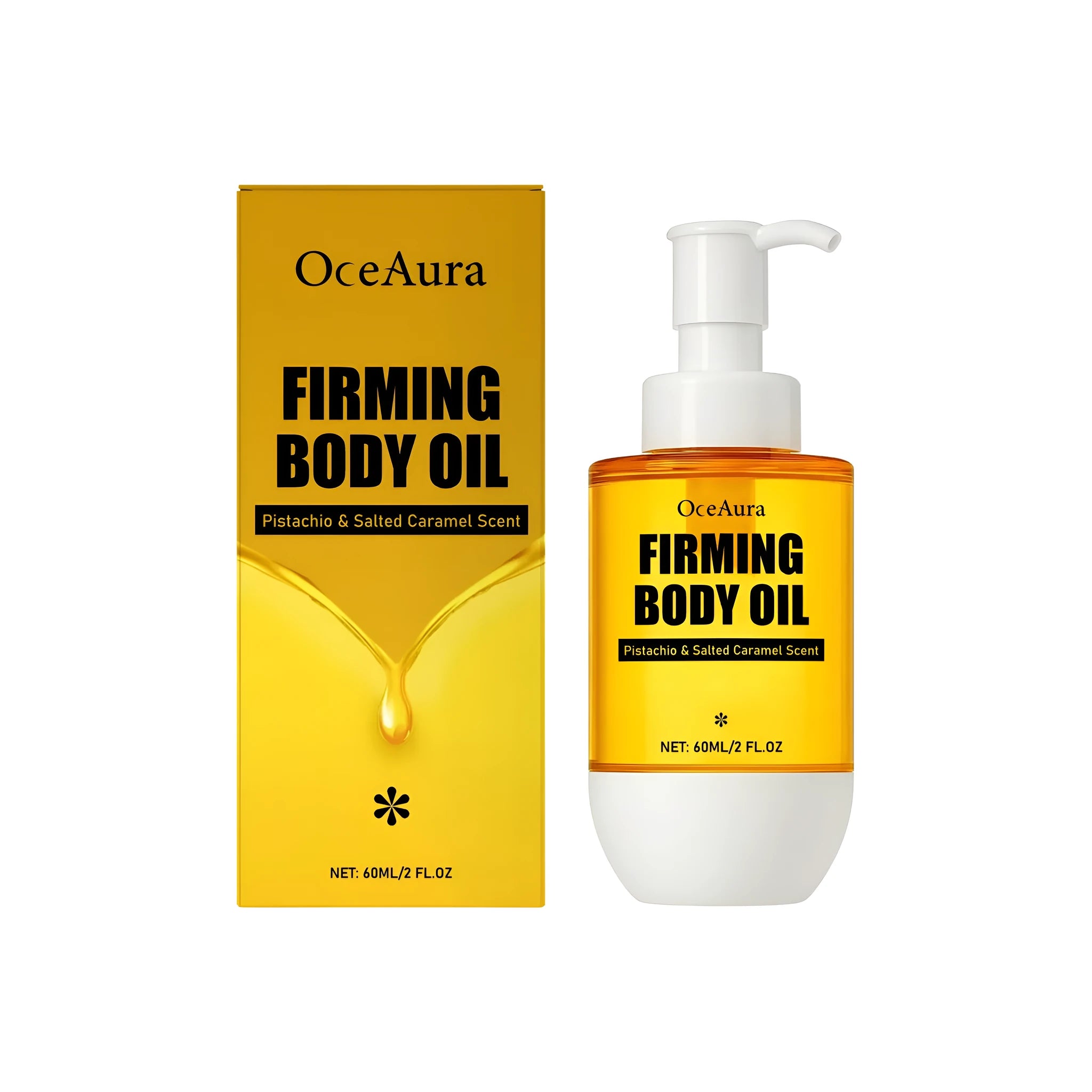 60ml bottle of tightening and wrinkle resistant body oil with vitamin E and pistachio seed oil