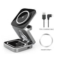Folding three-in-one wireless charging bracket with magnetic ring on desktop