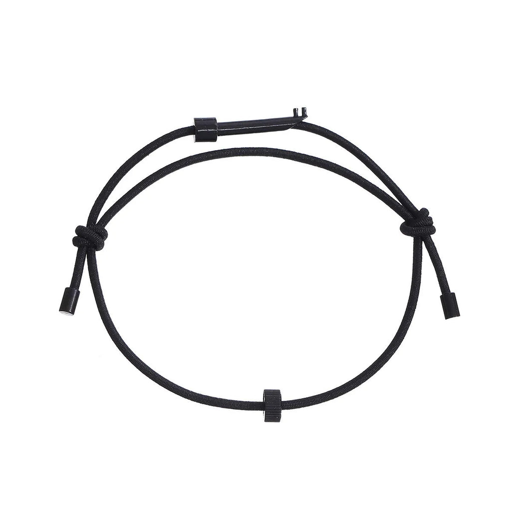 Tungsten carbide adjustable escape bracelet on wrist, geometric style, black finish
