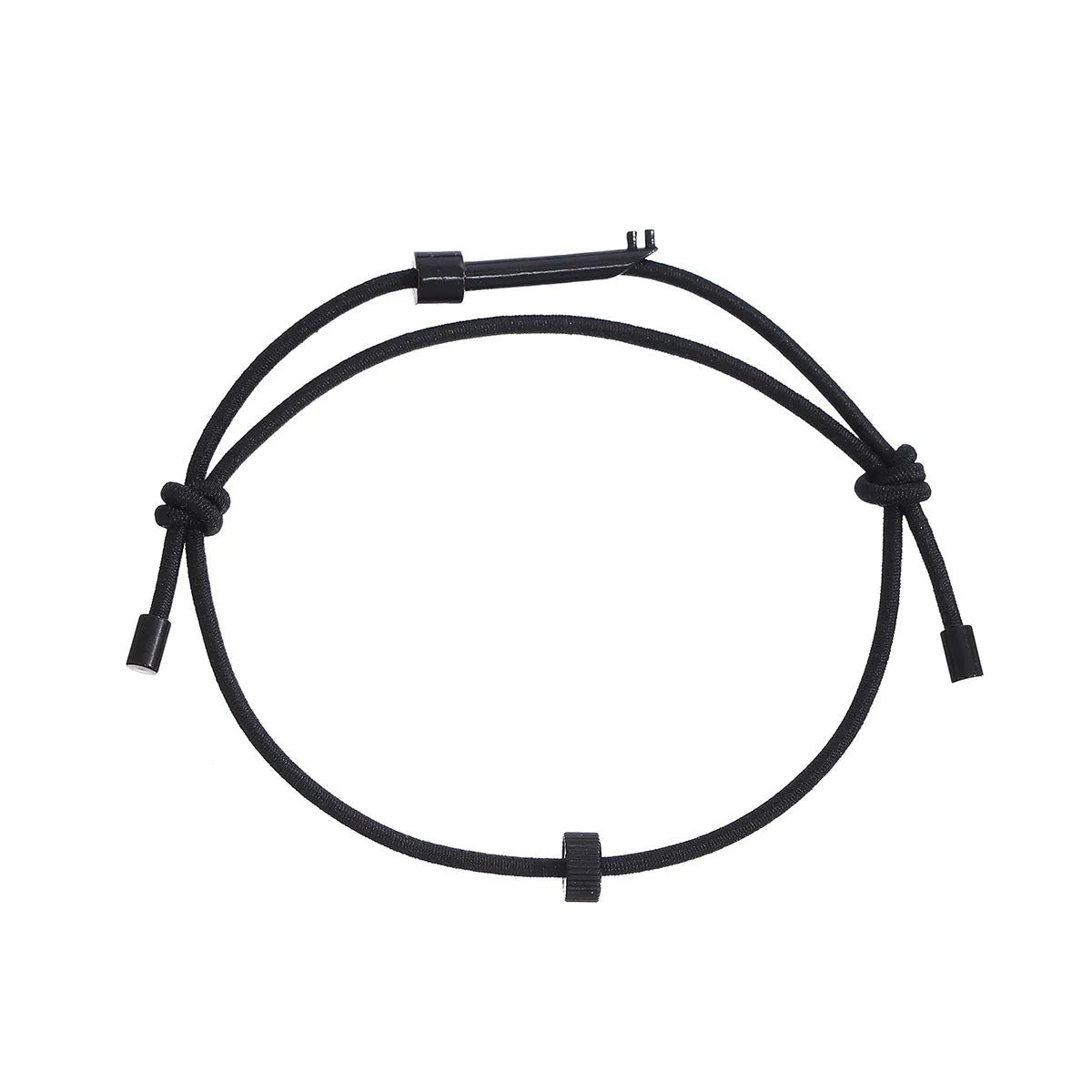 Tungsten carbide adjustable escape bracelet on wrist, geometric style, black finish