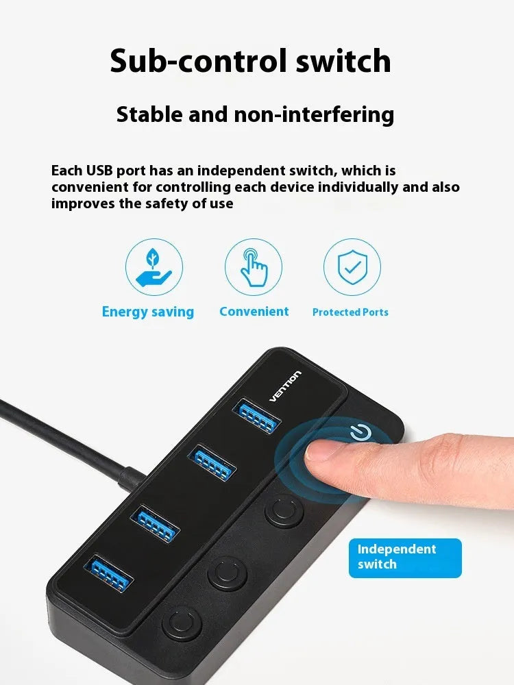 Vention USB 3.0 4-port extender docking station with 1 metre cable, multi-interface plug