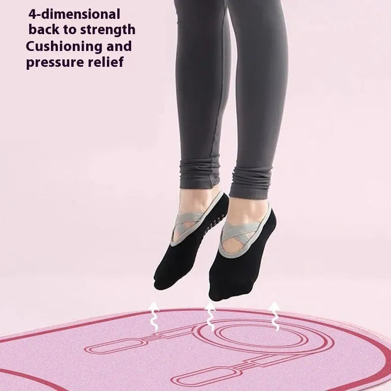 A black or pink faux leather yoga mat measuring 1400mm by 600mm with a 6mm thickness.
