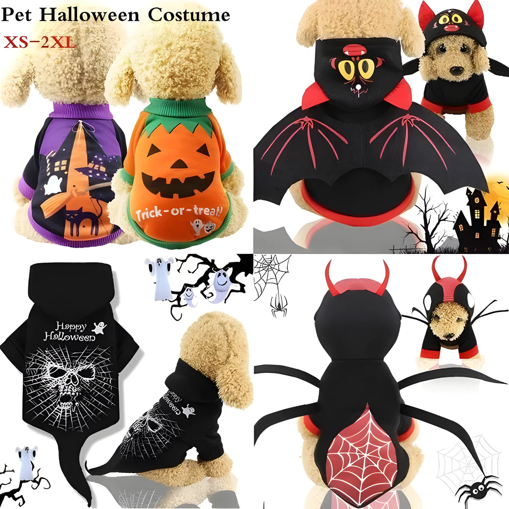 Pet Halloween costume dog clothes cat clothes soft cloth pullover design pumpkin spider black cat styles