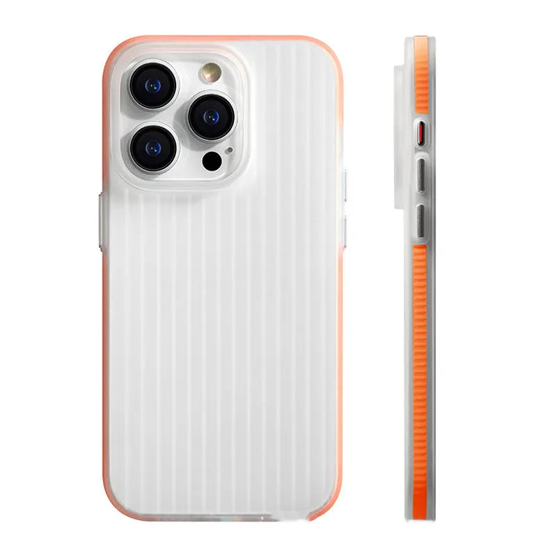 Skin-friendly striped sand non-slip PC protective cover for iPhone 15 Pro Max with frosted finish