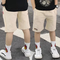 Summer boys cotton shorts with tether fly and cropped length in five colours black cyan green khaki yellow