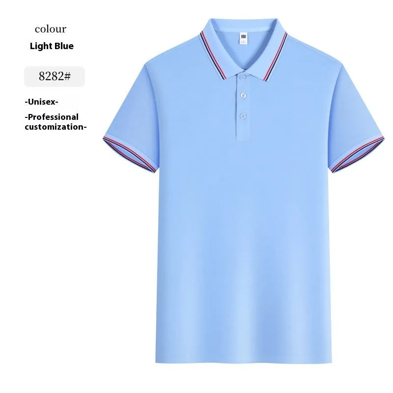 Short sleeve lapel polo shirt in thin recycled fibre polyester, regular fit solid colour summer work top