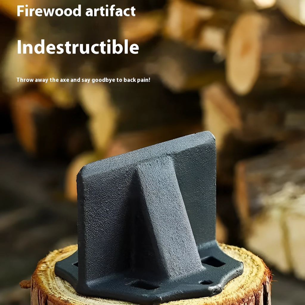 Small square cast iron wood splitter tool for household firewood preparation