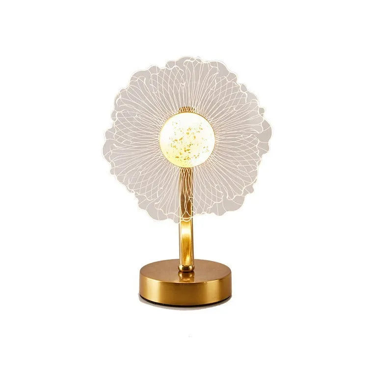 Creative acrylic table lamp with three-colour USB dimming in sunflower design