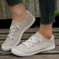 Women's creamy white low-top fabric casual sneakers with rubber sole