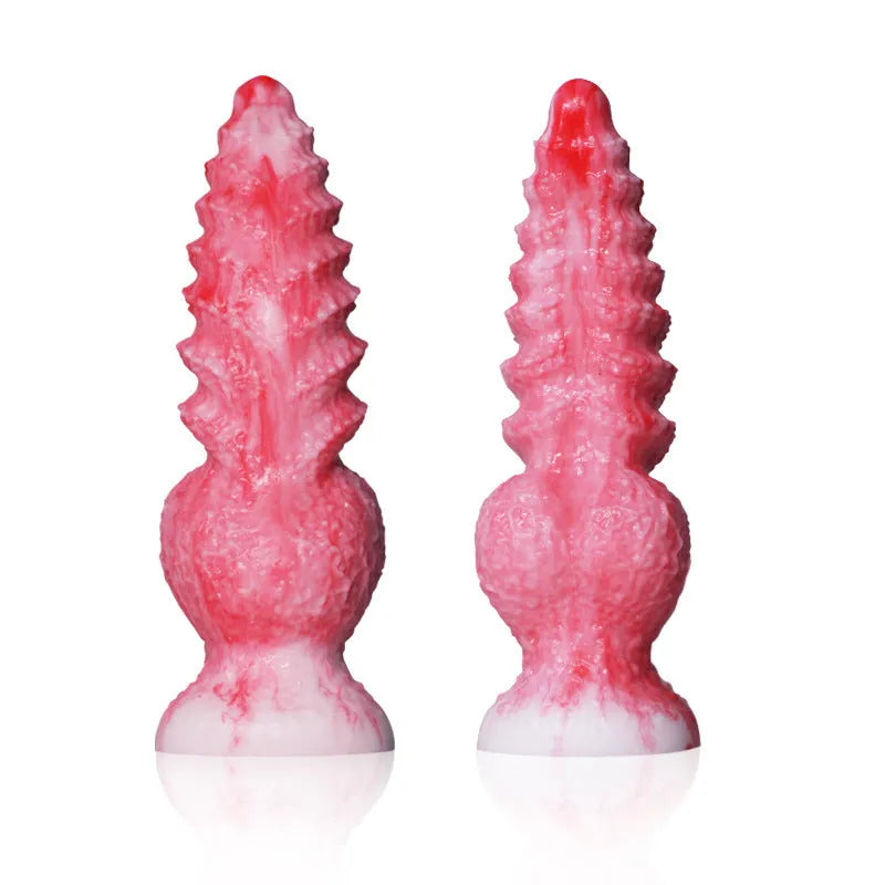 Pink Berserker shaped penis masturbation device for women in platinum silicone.