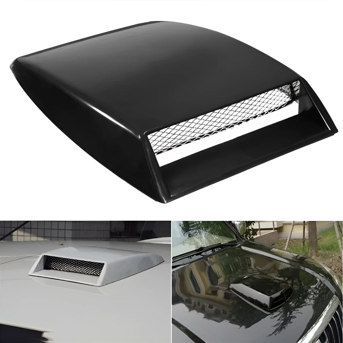 Car air vent hood simulation sticker 26x17cm ABS black plain pattern
