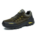Men's mid-top suede hiking shoes in green with rubber sole and lace-up front.