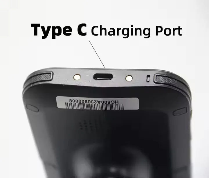 SLP-05 handheld Android UHF RFID reader and scanner with large display and trigger.