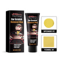 Car scratch removal wax kit with 60g container, sponge applicator and microfibre towel for paint repair