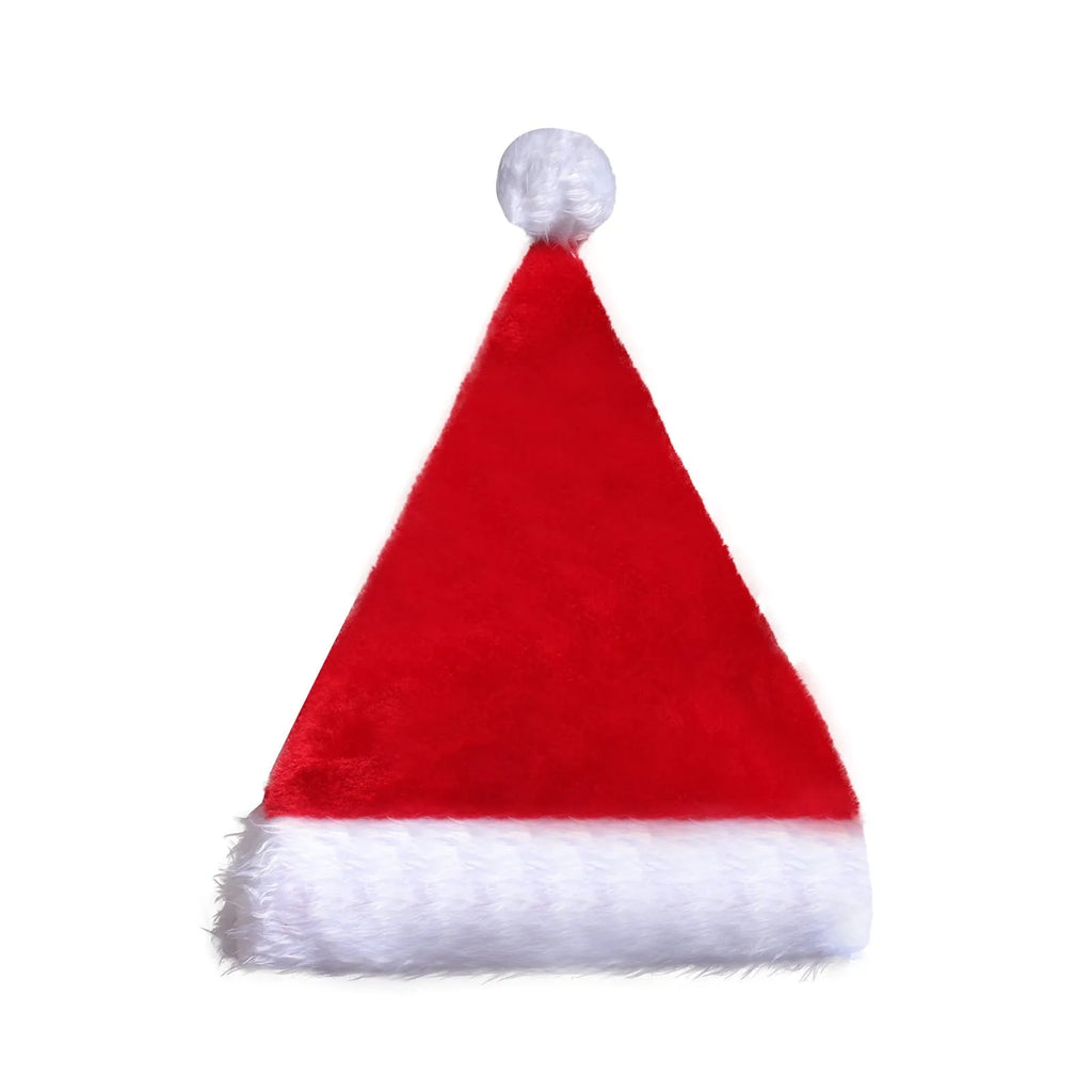 Red and white LED Christmas Santa hat with pom-pom and multi-colour lights