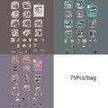 Encounter Cafe Series hand account sticker package with retro cafe designs in multiple colour options including Mori Night Cafe and Green Cafe.