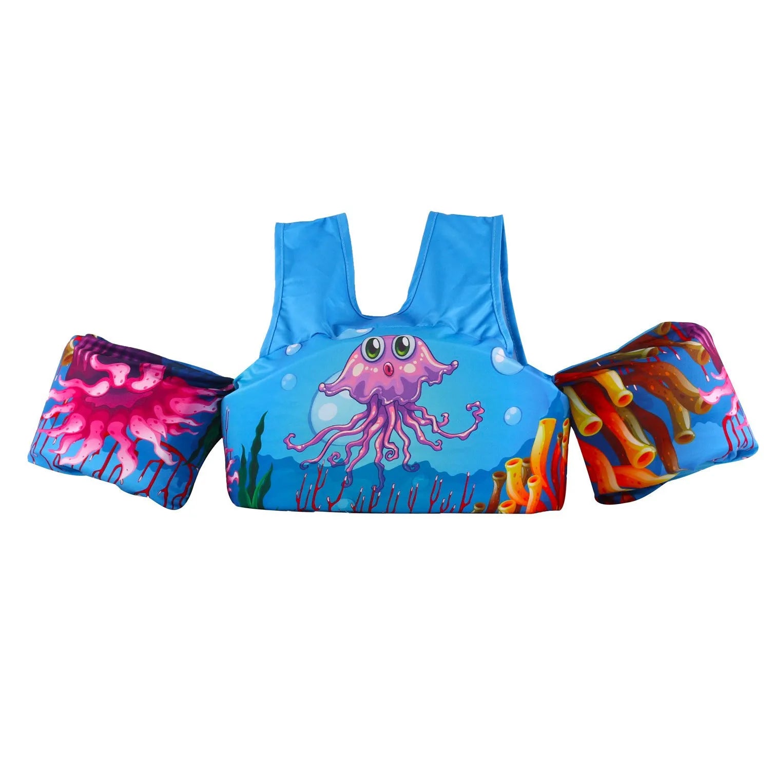 Cartoon-themed children's inflatable arm swimming ring life jacket in polyester.
