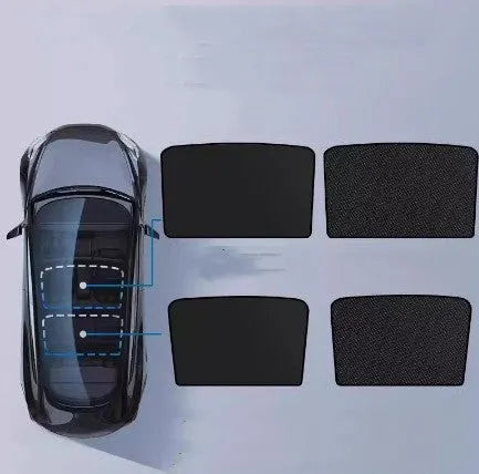 Car sun visor with ice crystal curtain pattern in silver tape material showing beige and black colour options