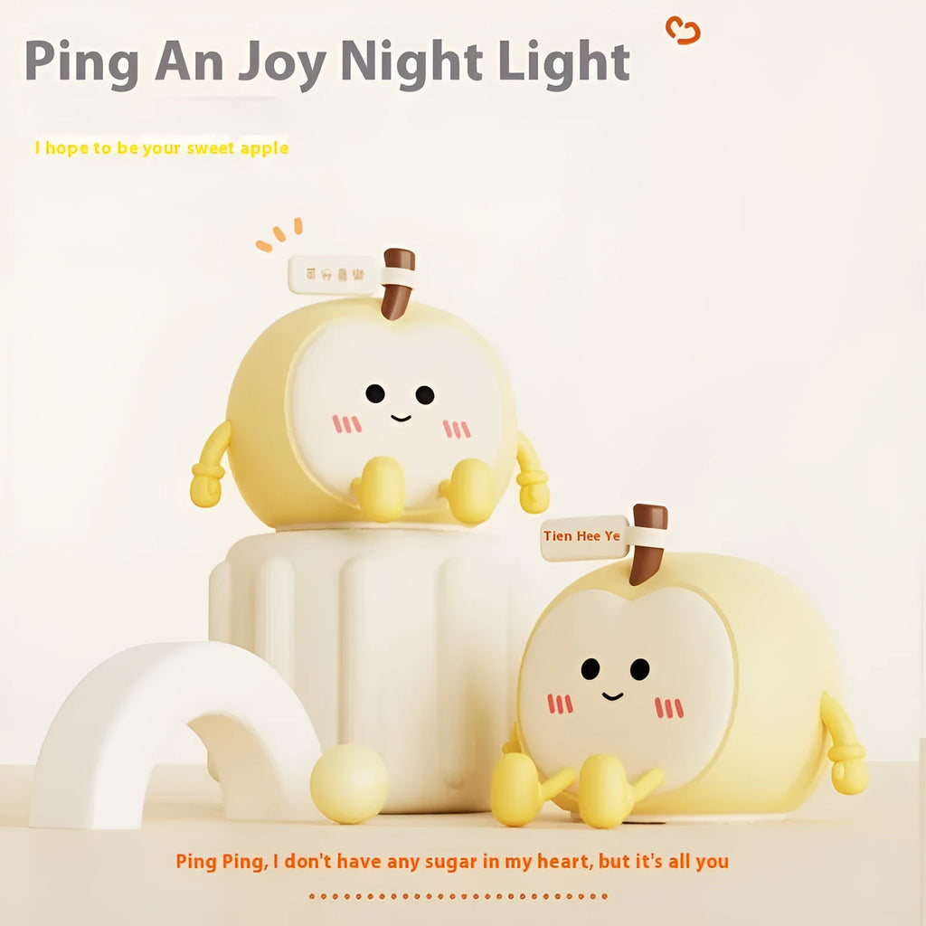 Qian'an Xile night light with geometric stereo design, USB charging, and yellow LED glow on a desktop