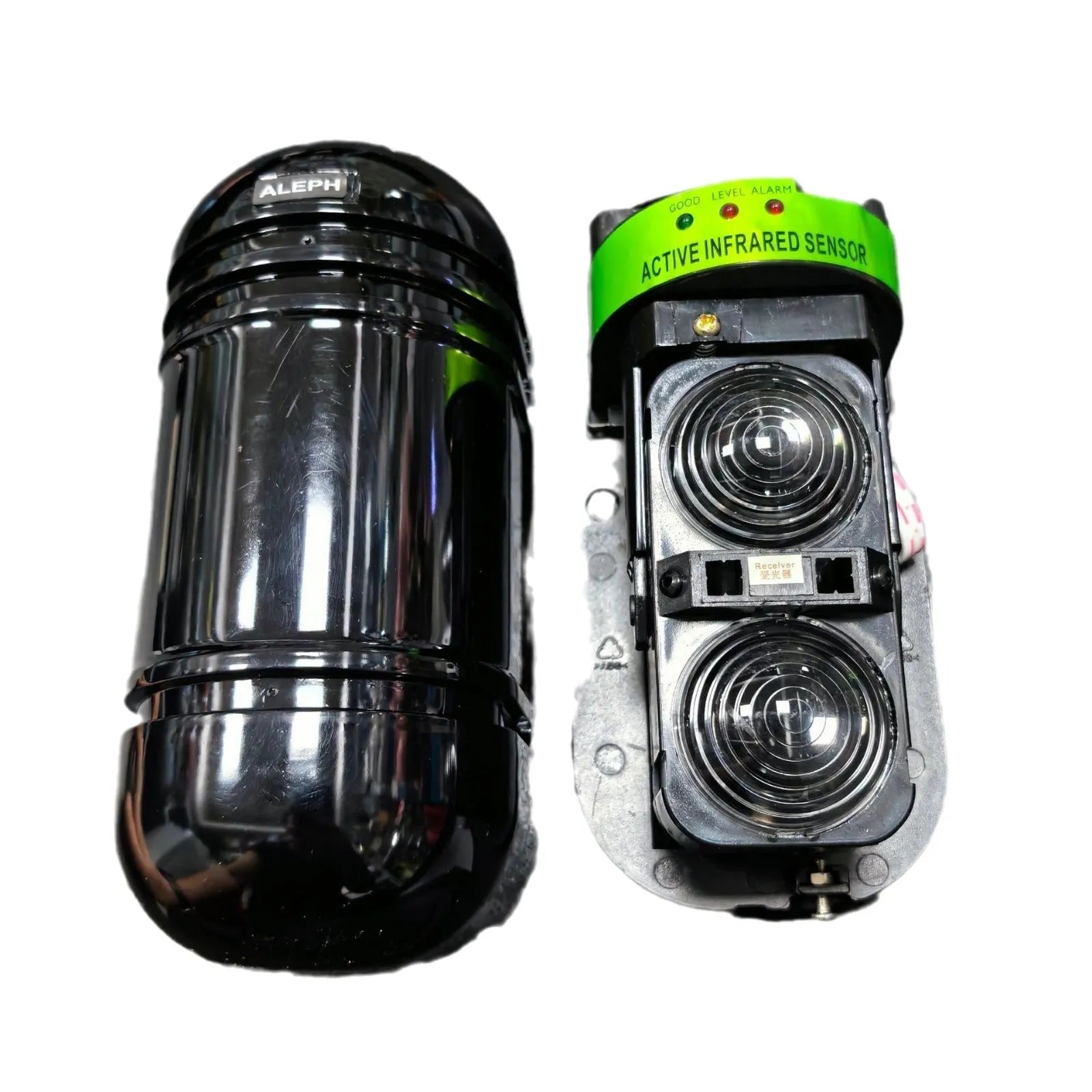 Black infrared anti-theft alarm detector pair for warehouse and commercial security
