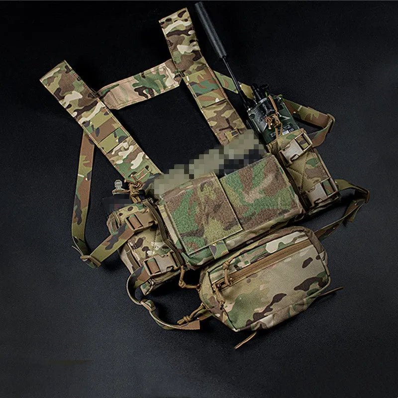 Built-in Quick Pull Sleeve MK4 tactical camouflage chest hanging vest for shooting sports, Black CP or CP