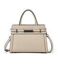 A structured square genuine leather women's crossbody bag in black, shown open to reveal internal organiser pockets.