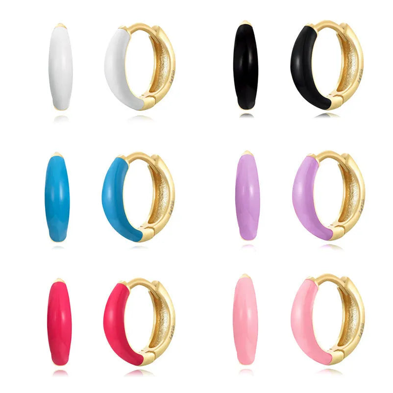Geometric U-shaped epoxy resin earrings with a drip oil texture in multiple colour options.