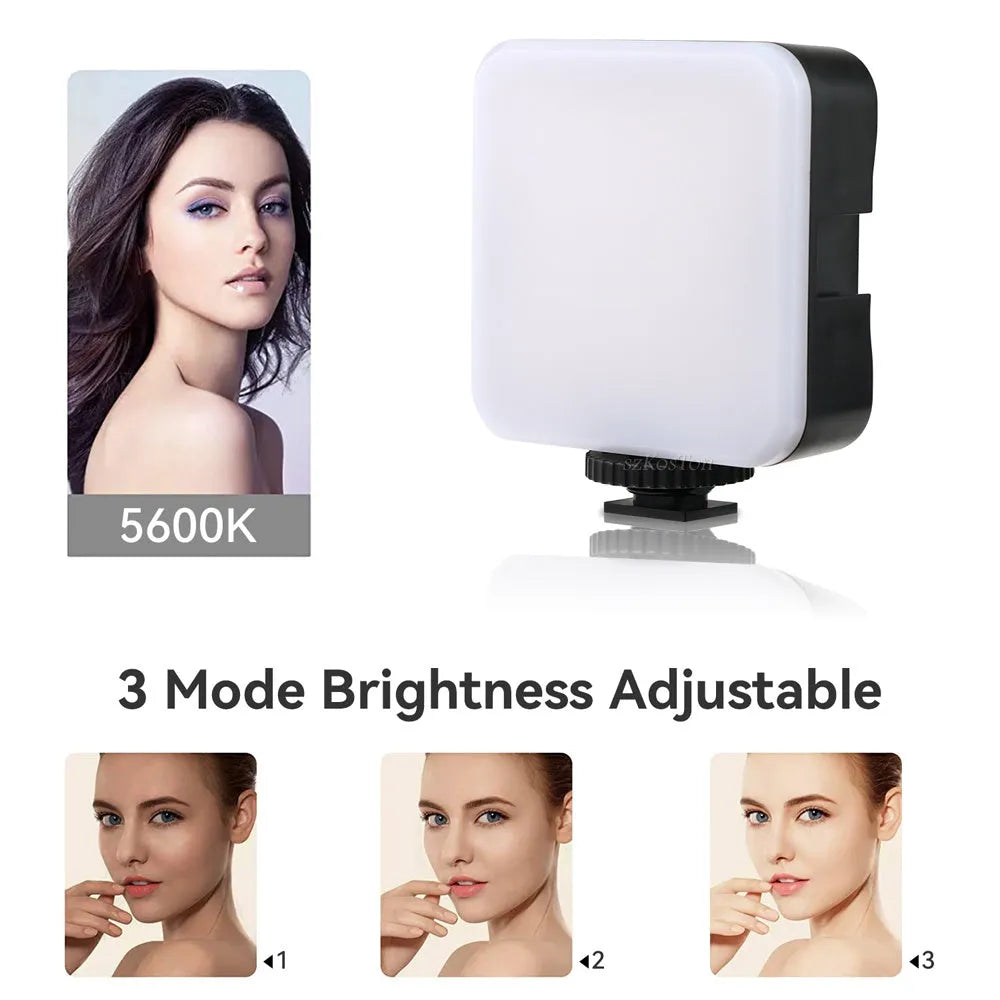 LED mini square outdoor pocket light tripod flash with rotatable head on a small stand