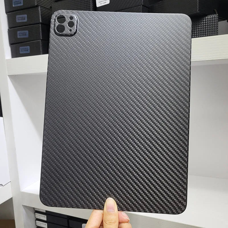 Genuine carbon fibre hard protective case for Apple iPad Pro 11 inch in matte and forged finishes.