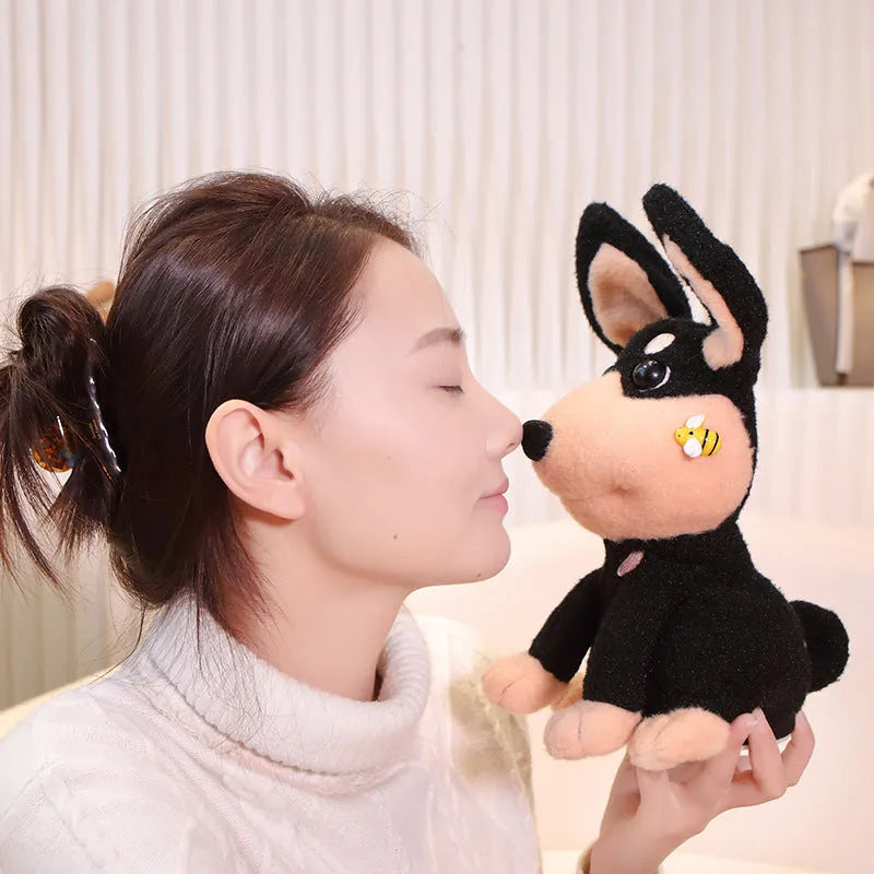 Electric puppy bee singing wagging tail plush toy 25cm bee dog head swing USB rechargeable