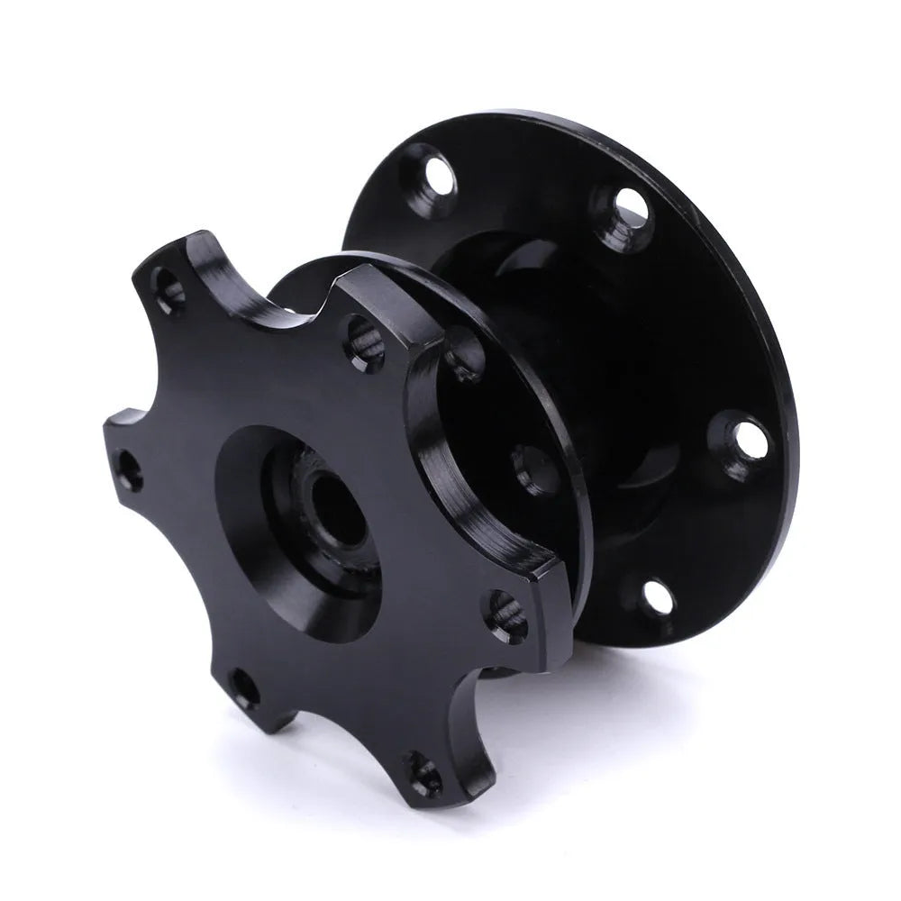 Car quick release steering wheel adapter device in black, red, blue, silver, and gold colour options.