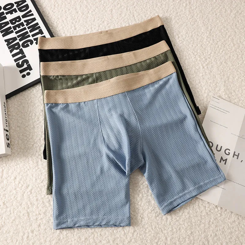 Men's high elasticity nylon jacquard boxer shorts with plants and flowers pattern, available in five colours