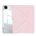 Transparent acrylic iPad protective cover with built-in folding stand in multiple colour options