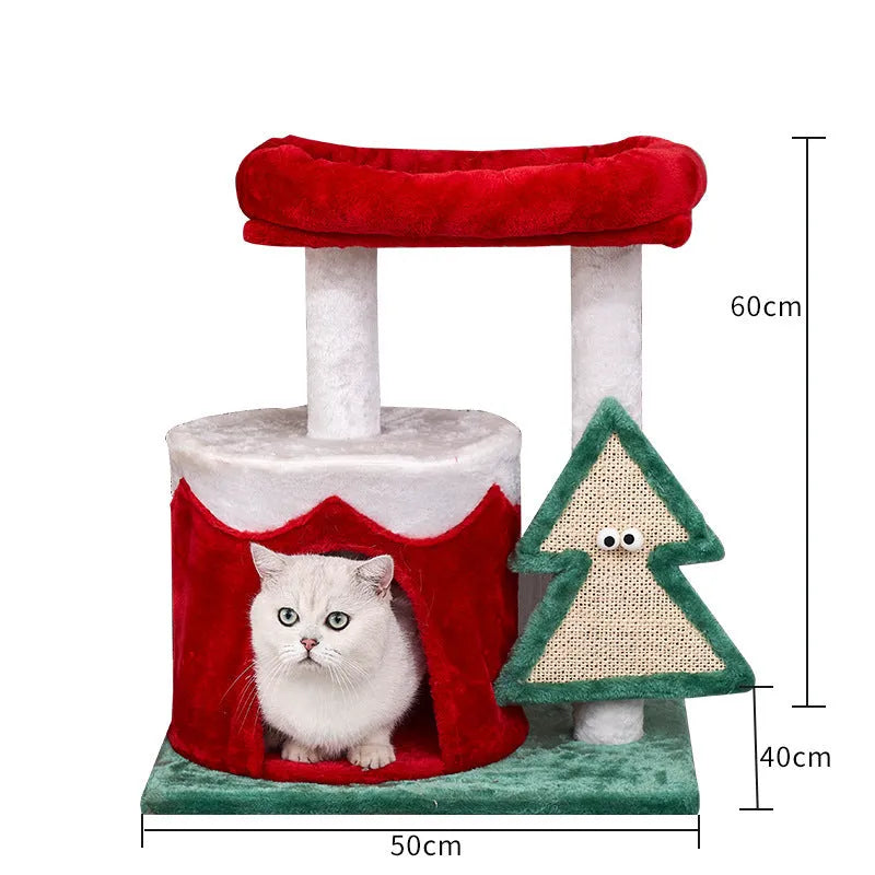 Christmas-themed cat scratch toy with integrated design and density plate scratching surface