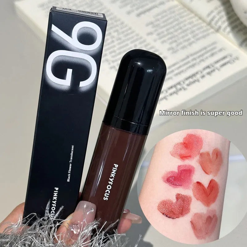 Black Citrus Mirror Lip Lacquer with six shade options in standard specification packaging