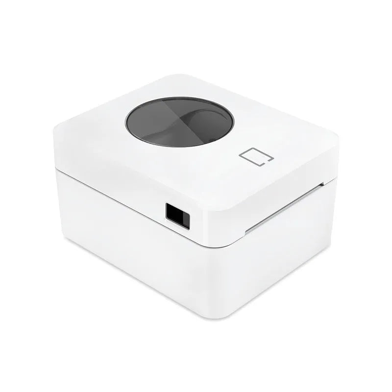 White Bluetooth thermal label printer with compact dimensions for express shipping labels