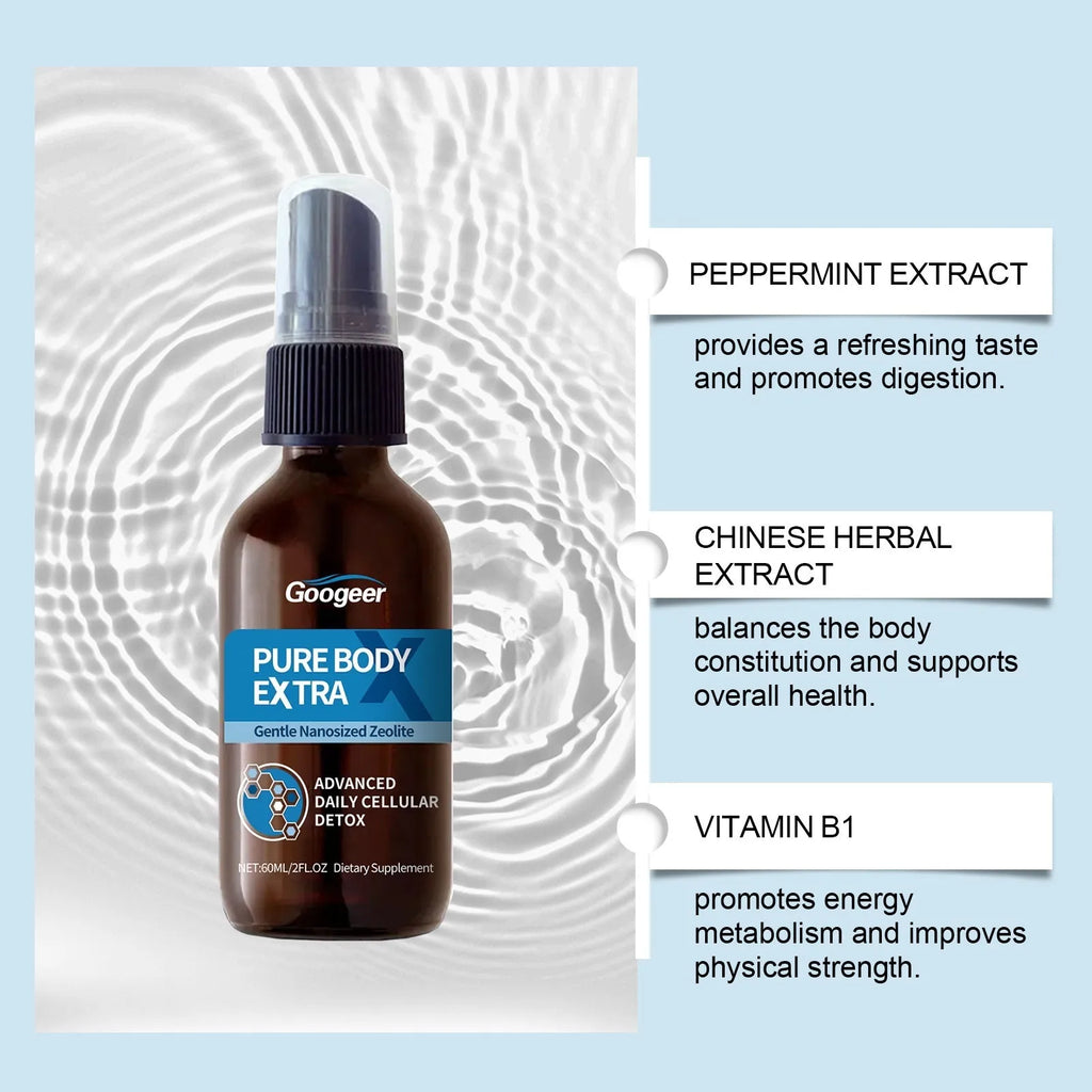 Googeer body care oral spray bottle with 60ml net content for targeted treatment application