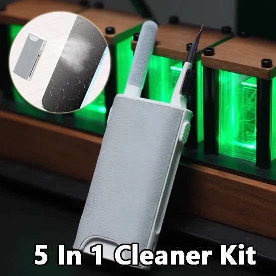 5-in-1 digital cleaning kit with flocking sponge, brush, and metal tip for phones, tablets, laptops, and earphones