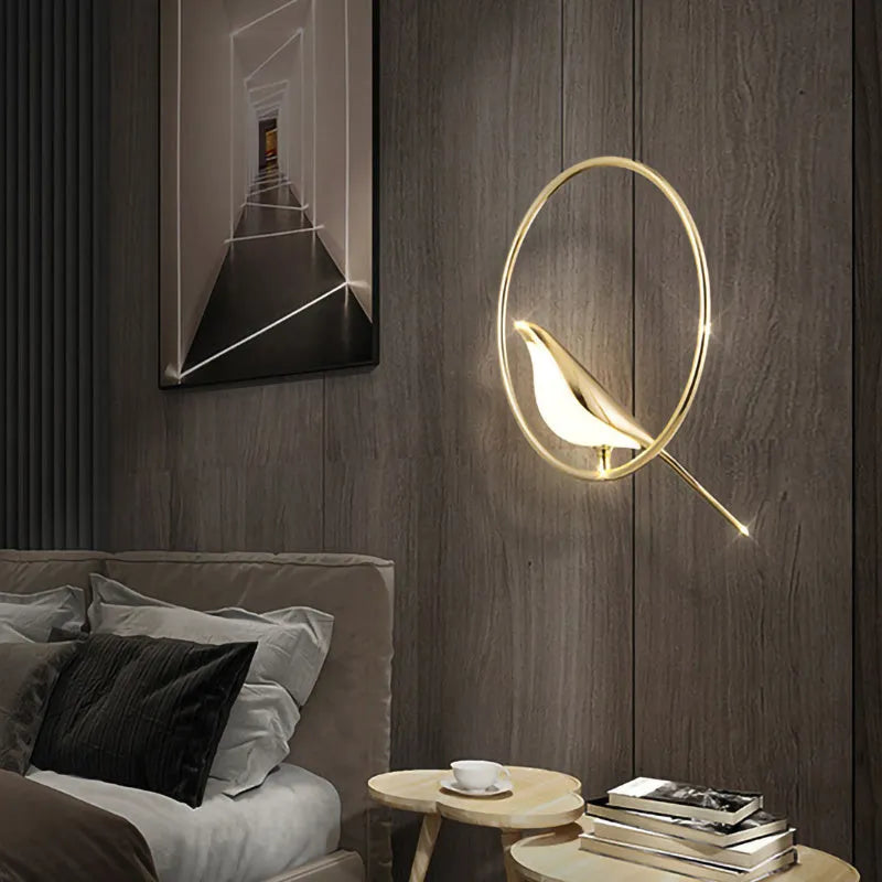 Modern minimalist magpie bird chandelier ceiling light in zinc alloy and acrylic.