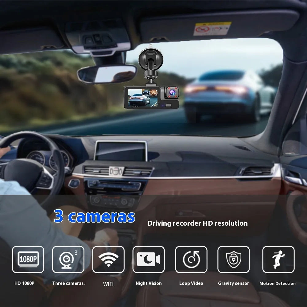WiFi dash cam for car with front and rear recording on a 2-inch screen