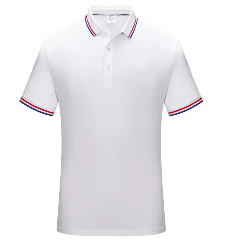 Striped short sleeve polo shirt with lapel collar, regular fit, available in multiple colours and sizes S to 4XL.