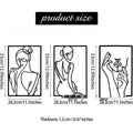 Black metal female line silhouette wall decoration set for home