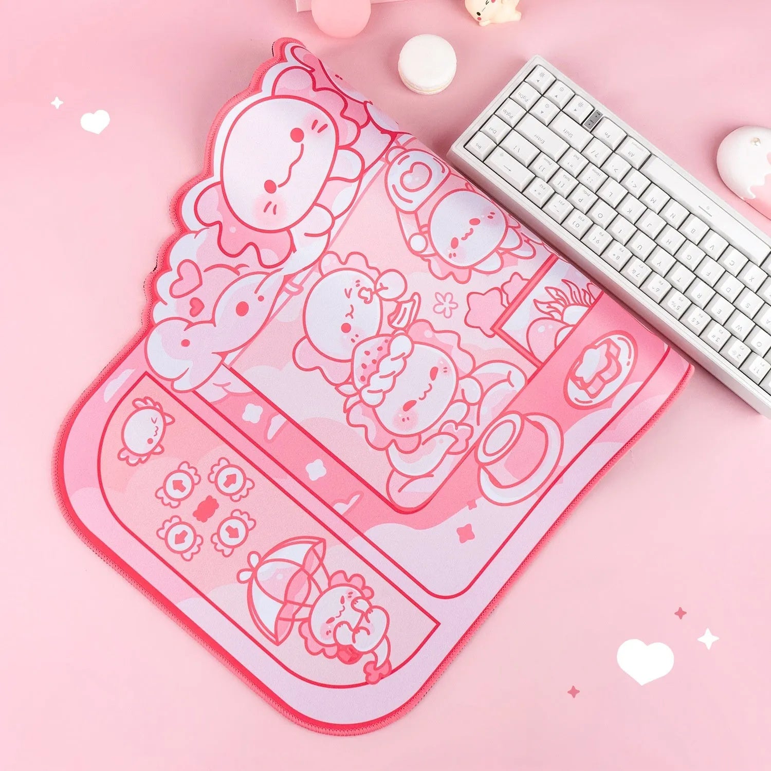 Hexagonal dragon crane machine large cloth mouse pad measuring 75 by 40cm with cartoon anime design