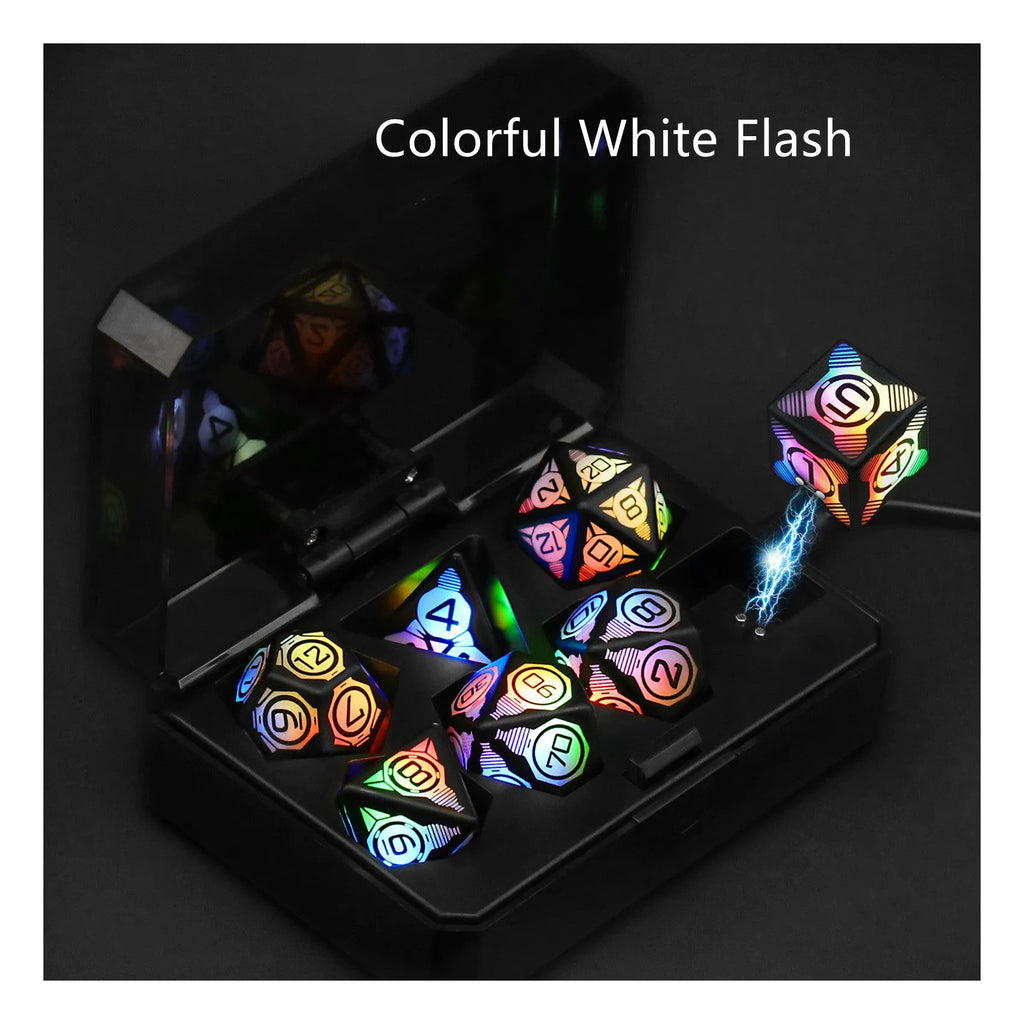 Charging luminous dice chip LED set with USB rechargeable, ABS plastic, 13x9x4cm, available in Colourful White Flash