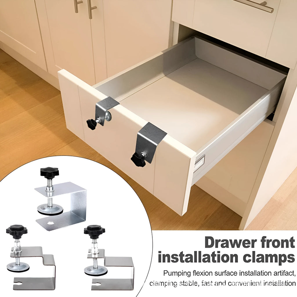 Metal drawer panel fixing clips in stainless steel or galvanised sheet with three format options